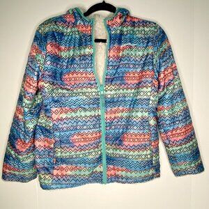 Eddie Bauer reversible Multicolor Padded Fleece Hoodie Unisex: Size 14